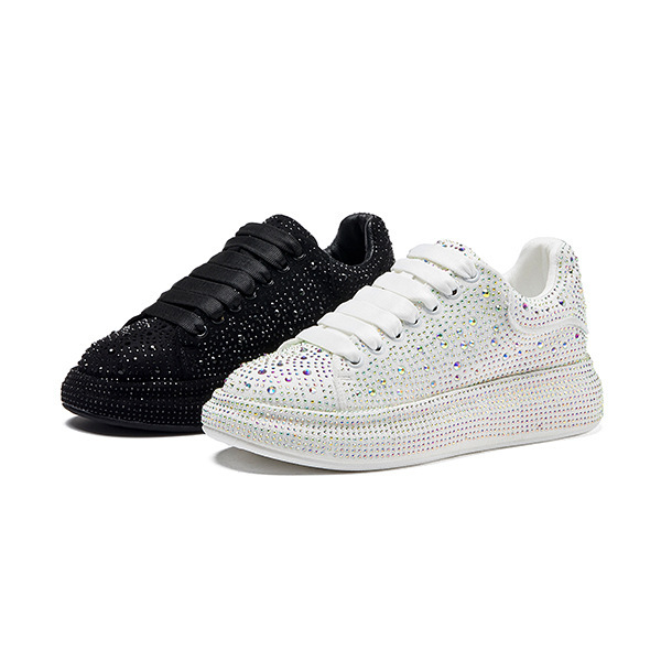 N93 Spring and Autumn Fashion New Rhinestone Sparkling Gypsophila Low-Top Lace-Up Casual Women's Trendy Shoes Fashionable and Easiest for Match