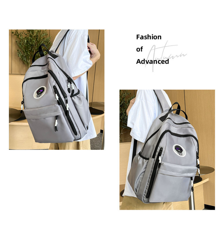 Unisex Solid Color Nylon Zipper Fashion Backpack School Backpack display picture 3