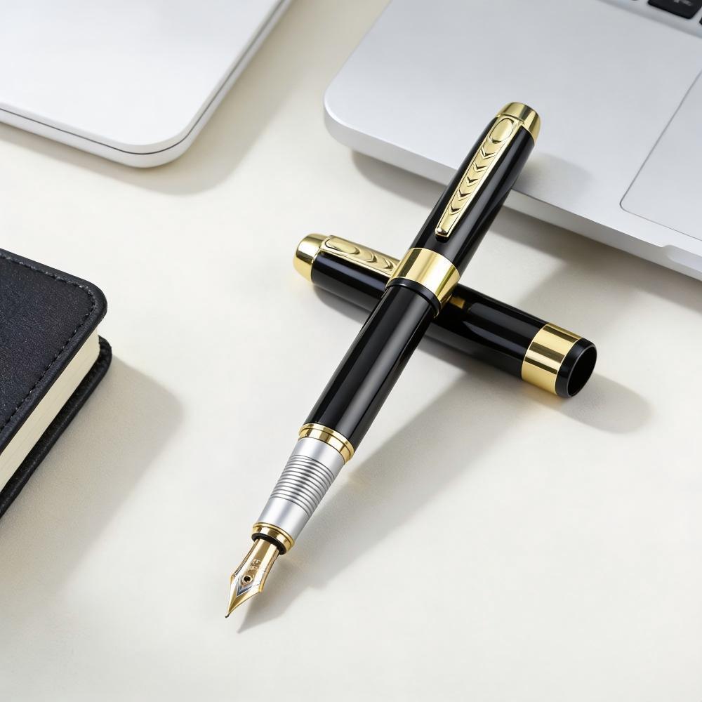 In stock: 250 metal fountain pen for calligraphy practice, office use, cap-pull type, bullet tip metal signature pen
