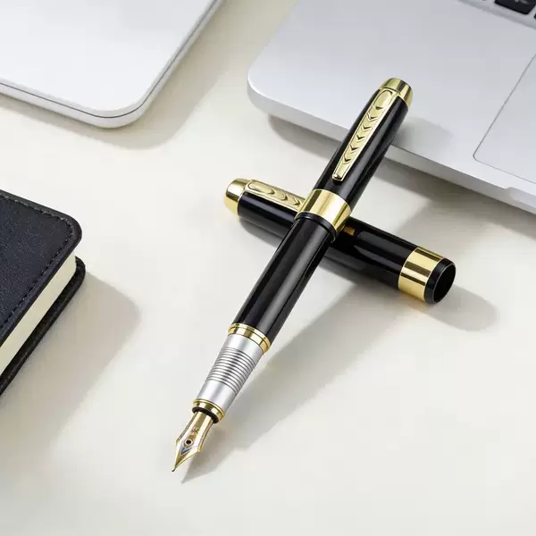 In stock: 250 metal fountain pen for calligraphy practice, office use, cap-pull type, bullet tip metal signature pen