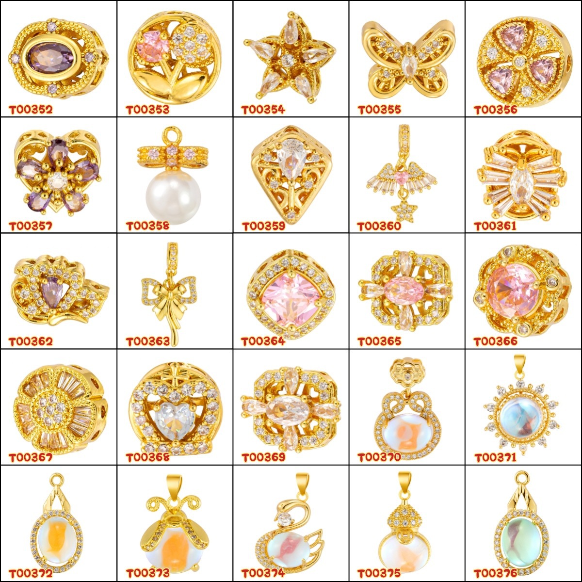 Douyin Venta caliente Colgante de microincrustaciones de cobre chapado al por mayor Cientos de colgantes de cobre opcionales a su gusto, fábrica de origen al por mayor sin cadena