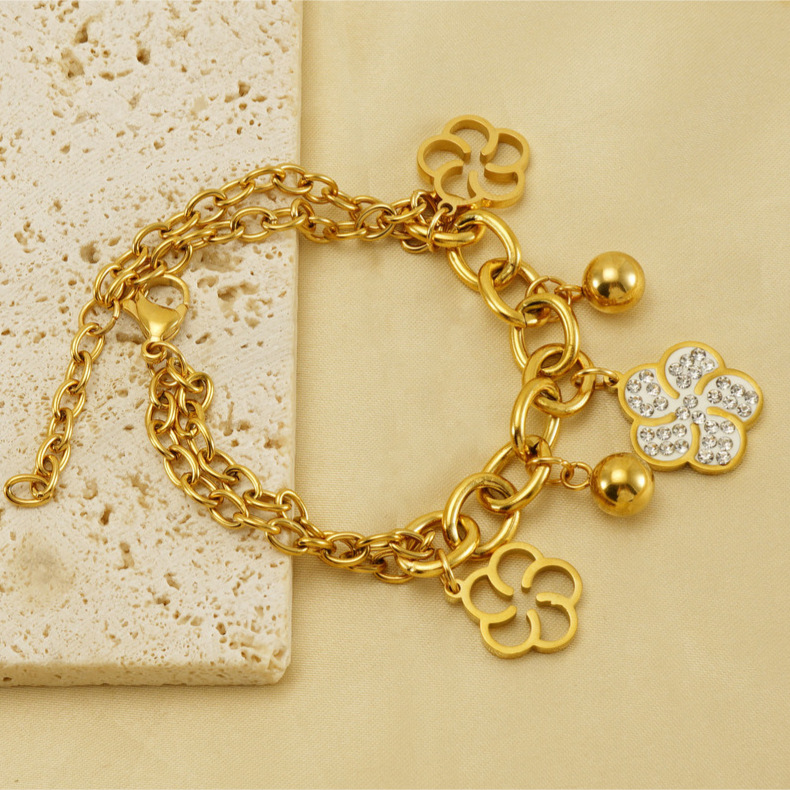 Stainless Steel Simple Style Flower Flowers Bracelets display picture 3