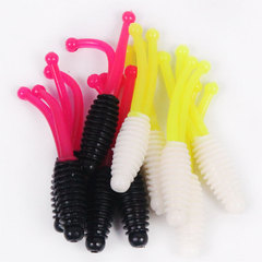 Bass and walleye lure, 5cm twin-tail screw tail, 1.1g soft plastic lure, suitable for largemouth bass, pike, catfish, artificial bait.