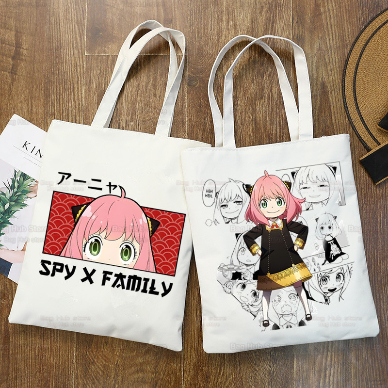 Spy x familia espía Casa de juego impreso bolsa de lona Harajuku bolso de hombro estudiante moda bolso de compras portátil
