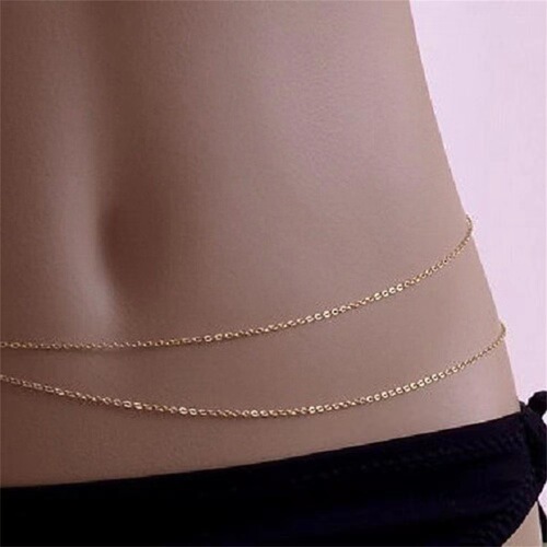 Aliexpress ebay European and American fashion simple double layer asymmetric waist chain bikini body chain wholesale