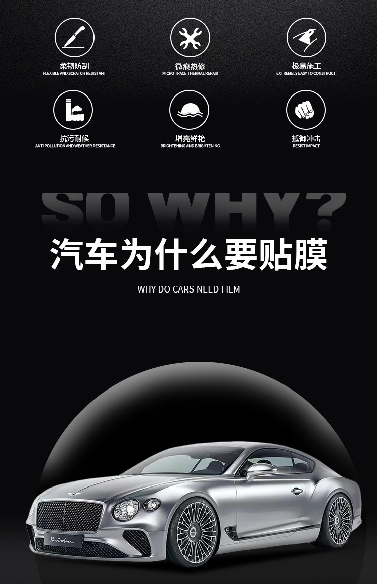 Car Invisible Car Cover Tpu Hot Repair Anti-Scratch Body Ppf Bright Black Matte Transparent Paint Protective Film