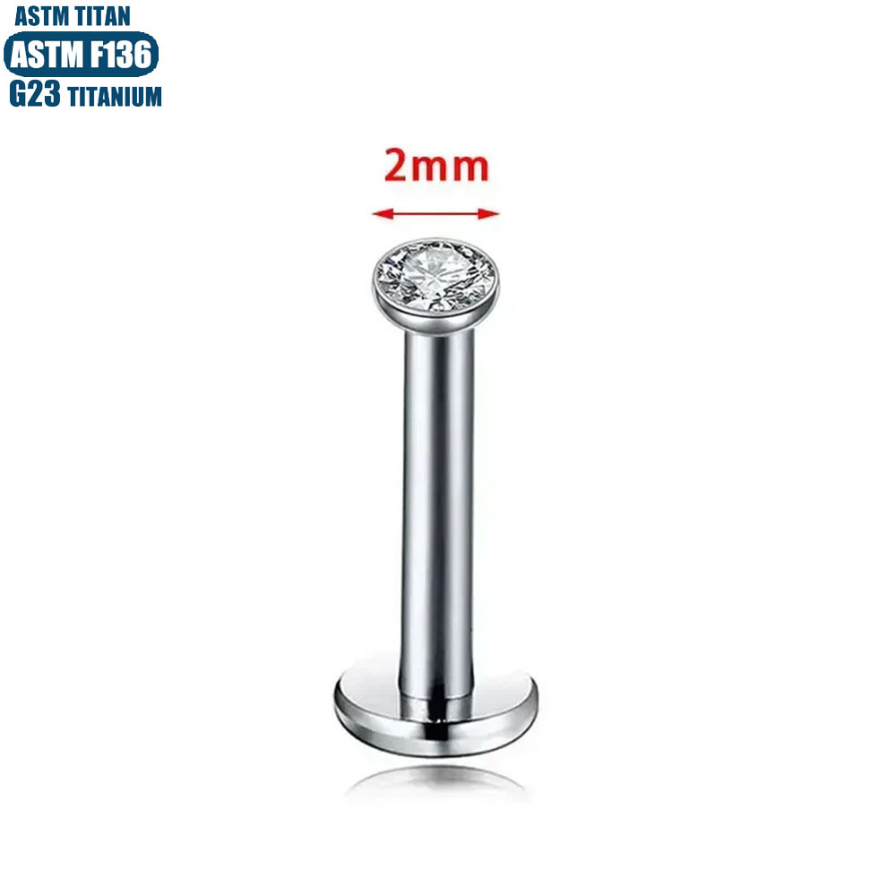16G labret stud size and finish detail