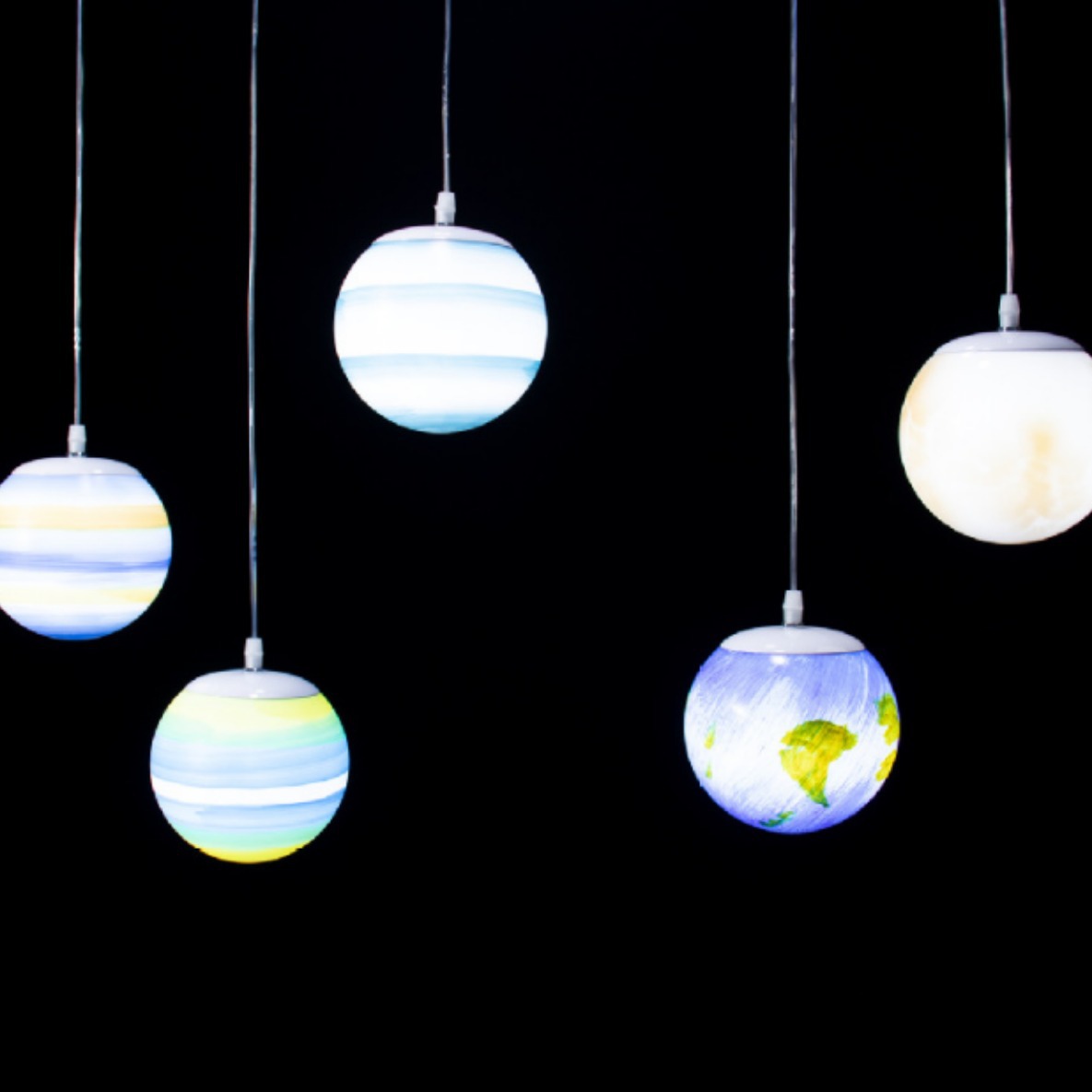 Decoración de boda prop luminoso cinco cabezas vagabundo planeta estrella lámpara de ventana del centro comercial colgante techo decoración lámpara led