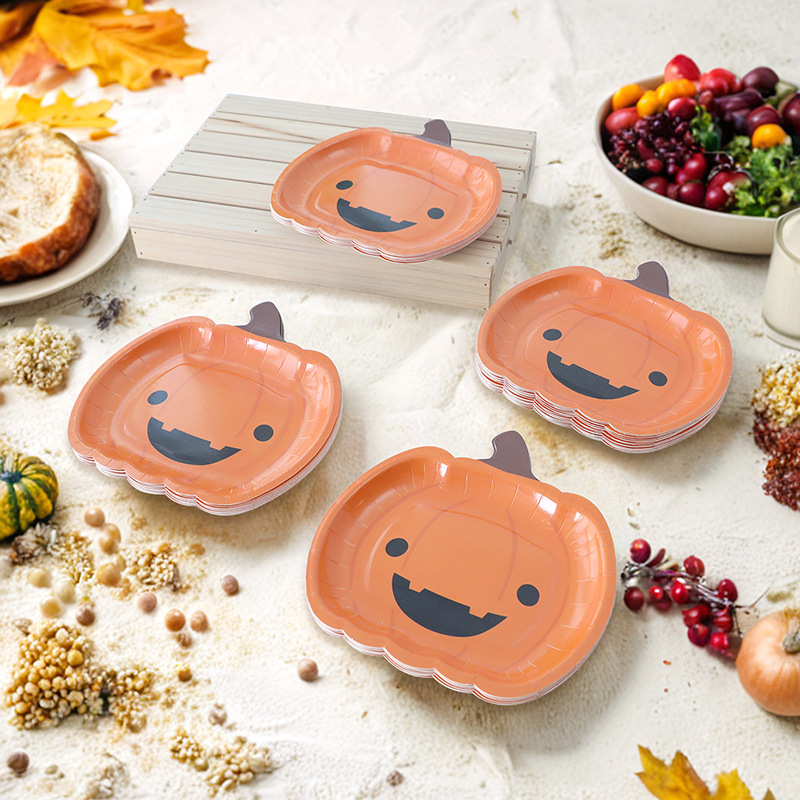 Party, Festival Occasion Halloween Cartoon Style Pumpkin Party Festival Tableware
