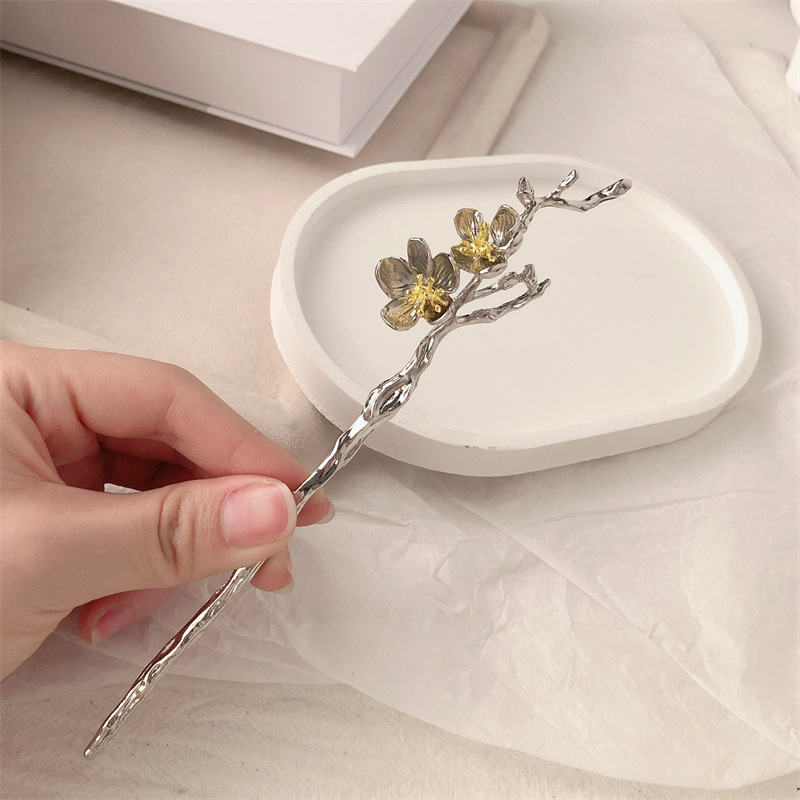 Nuevo estilo chino para el cabello para mujeres pinzas de cabello de ciruela metálicas pinzas de cabello de alta sensibilidad pinzas de cabello de nicho simple pinzas de cabello joyas de estilo antiguo