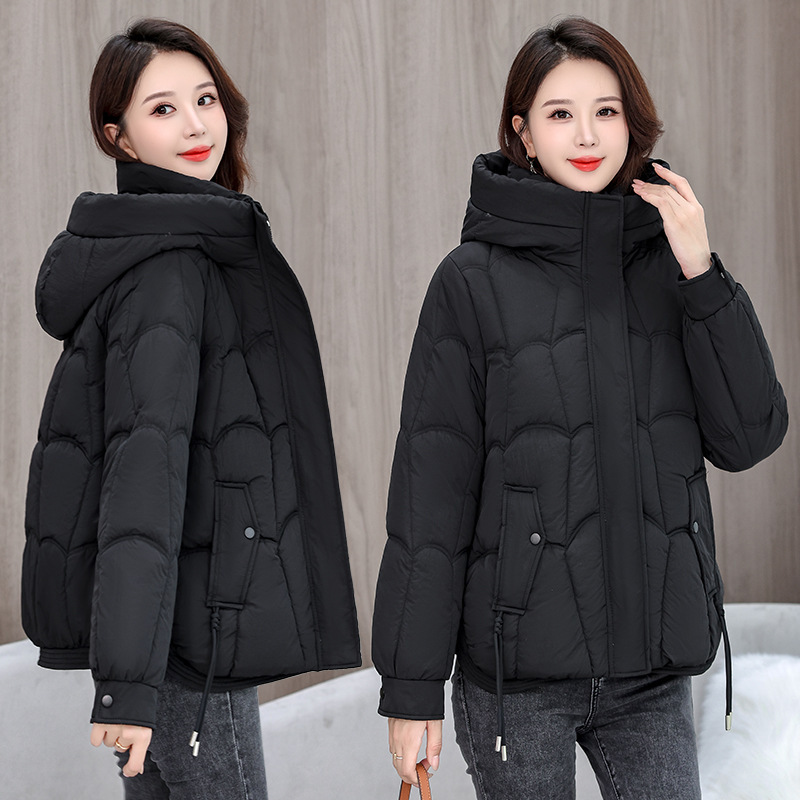 Nuevo algodón encapuchado de invierno corto de moda de algodón grueso estilo coreano de diseño suelto sensación de chaqueta de algodón abrigo de pluma de algodón