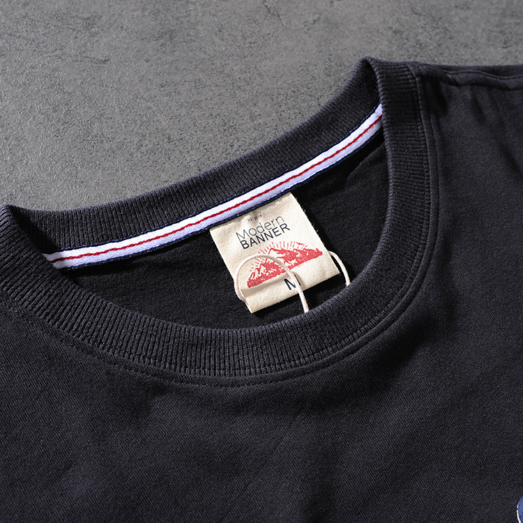 Modern banner American retro wash hair original print men's round collar short-sleeved T-shirt half-sleeve M618 31 Modern banner American retro wash hair original print men's round collar short-sleeved T-shirt half-sleeve M618 29