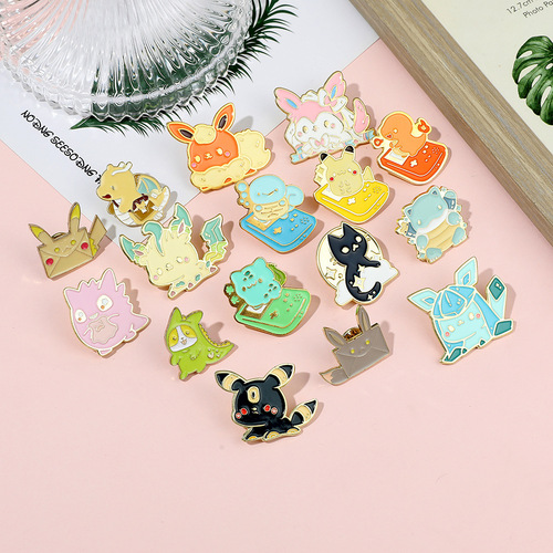 Japanese anime Pokemon ins trend Squirtle Pikachu brooch metal badge bag clothing accessories