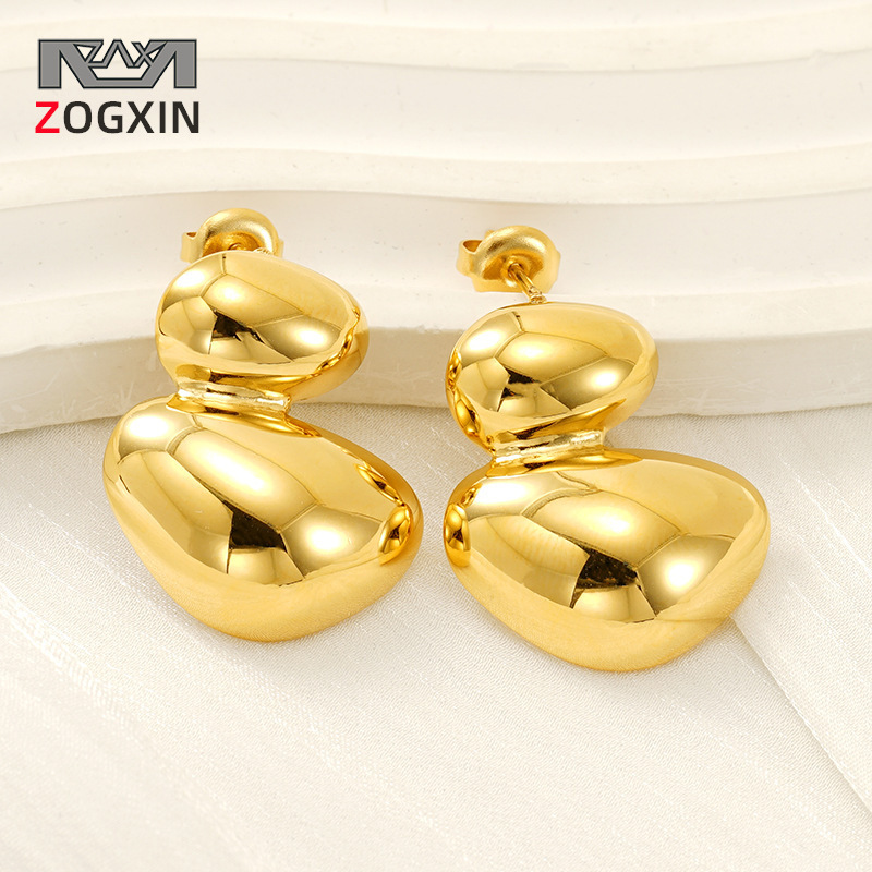 2024 nueva moda diseño irregular sentido simple ovalado aretes geométricos pendientes de acero inoxidable para mujer spot al por mayor