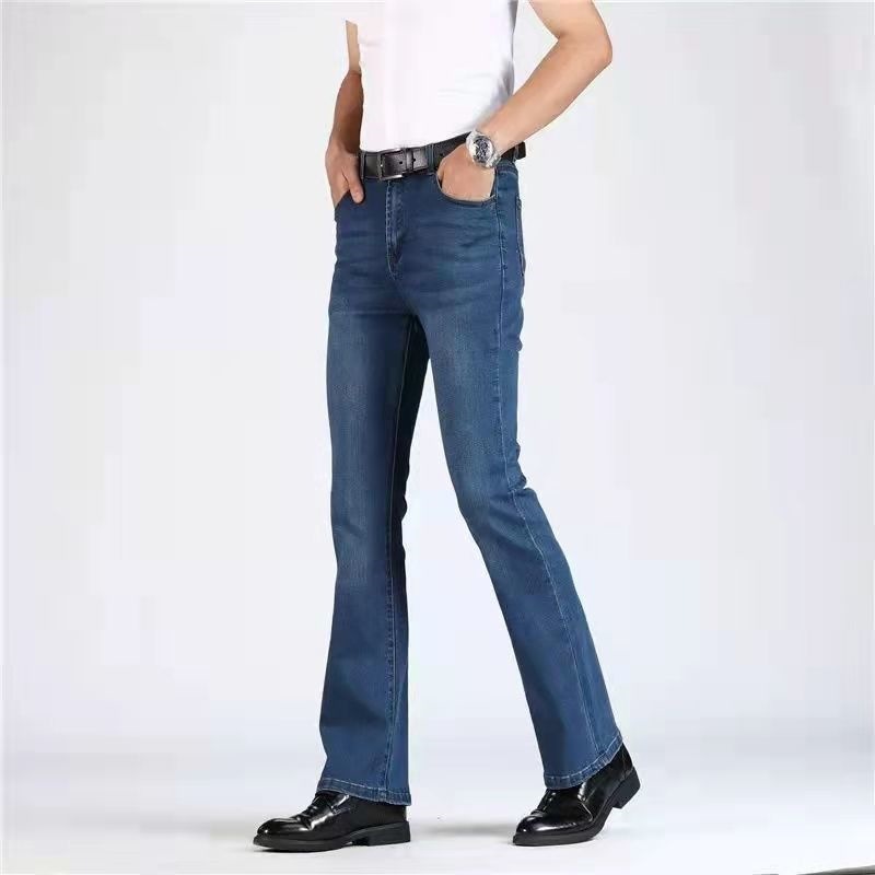 Nueva primavera y otoño nuevos hombres Denim pantalones acampanados pierna ancha acampanados jeans sueltos pantalones acampanados pantalones casuales hombres