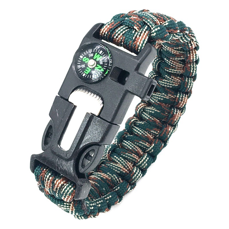 Seven-core umbrella rope woven five-in-one bracelet compass survival hand rope outdoor mountaineering camping emergency rescue bracelet