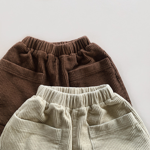 Corduroy wide-leg pants for children, Korean version of spring trendy children's outer trousers for men, women, babies and children, casual loose pants