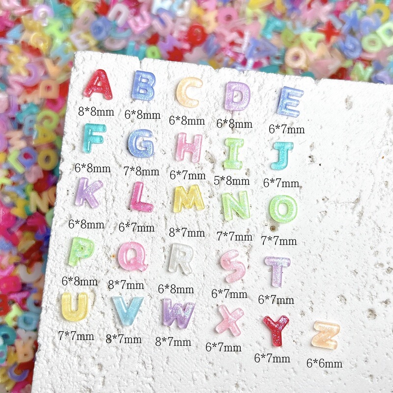 Cross-Border Ice Transparent Fine Glitter Abc Letter Cartoon Nail Art Accessories Stereo Cute Resin Nail Accessories DIY Small Accessories Cross-Border Ice Transparent Fine Glitter Abc Letter Cartoon Nail Art Accessories Stereo Cute Resin Nail Accessories DIY Small Accessories