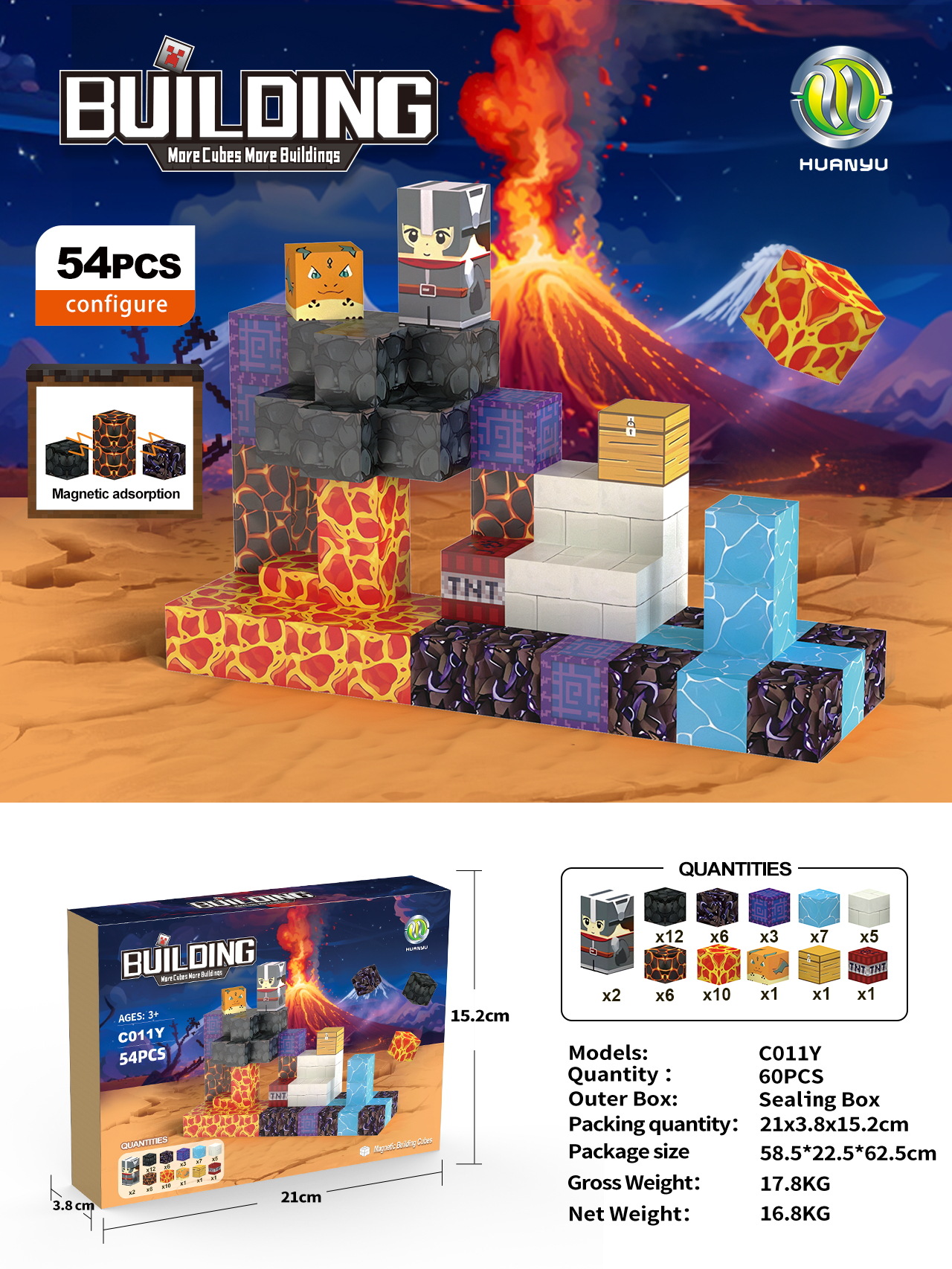 Transfronterizo Amazon MC My Cube World Juego de bloques de construcción magnética Bosque primitivo Partículas magnéticas Juguetes magnéticos