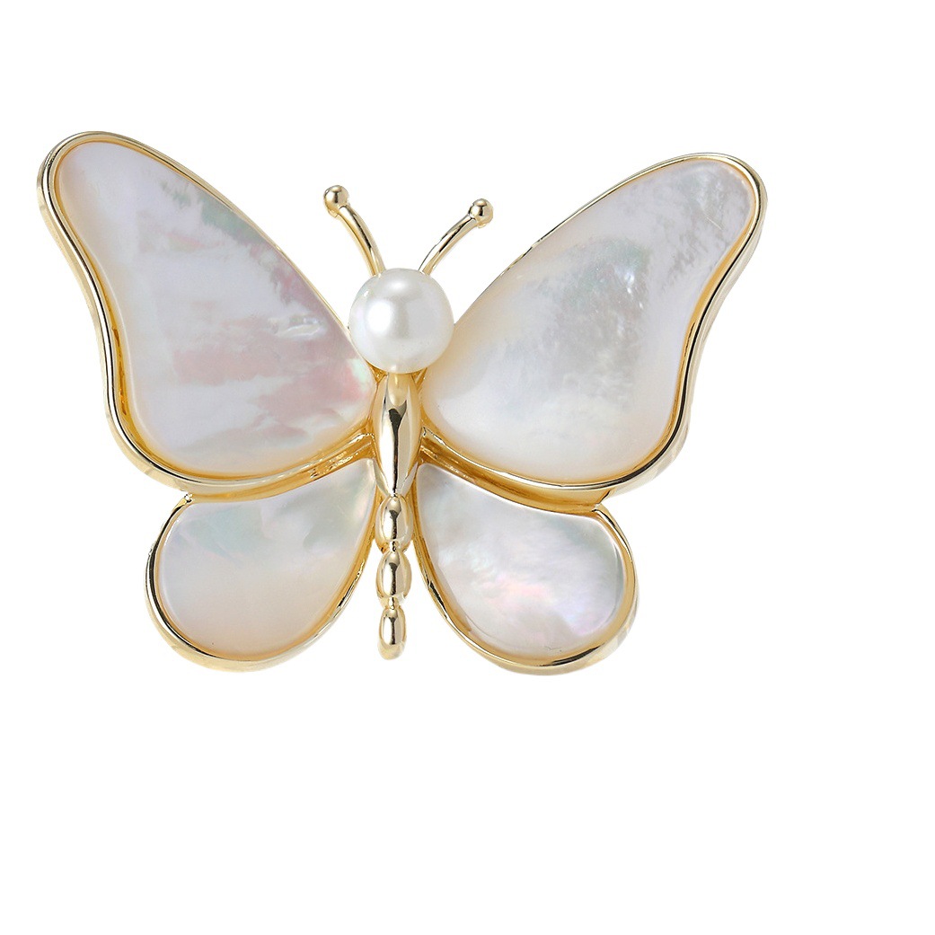 Nueva madre natural Shell roto Cocoon perla mariposa ramillete elegante traje broche personalidad pin accesorios femeninos