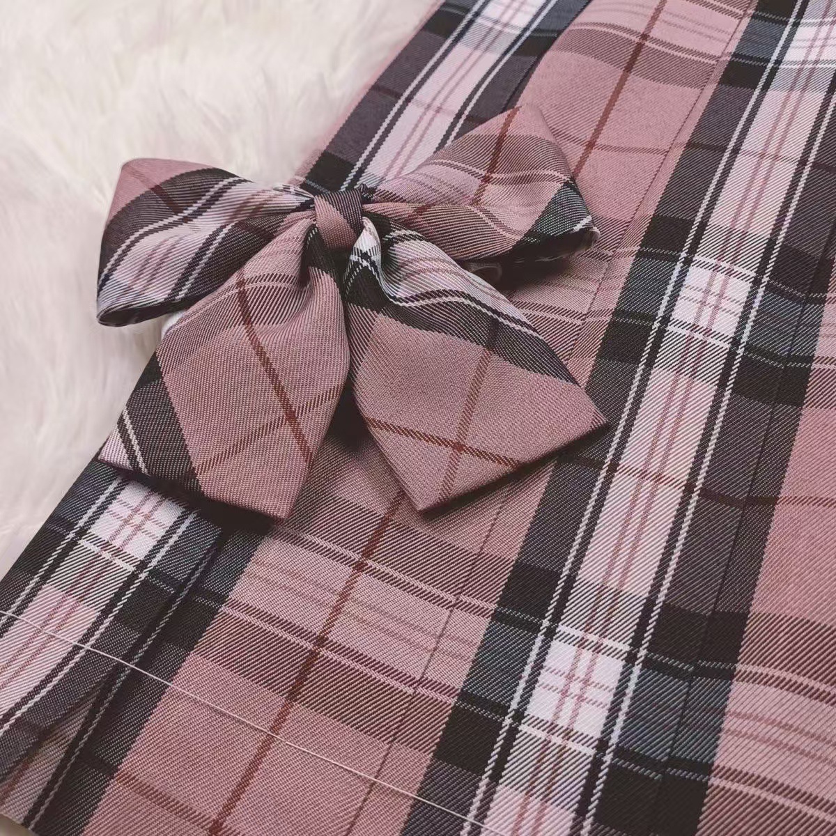 새로운 아카데미 스타일 JK 화이트 피치 향기로운 핑크 스파이스 소녀 격자 무늬 스커트 짧은 스커트 높은 허리 슬리밍 올 매치 플레이드