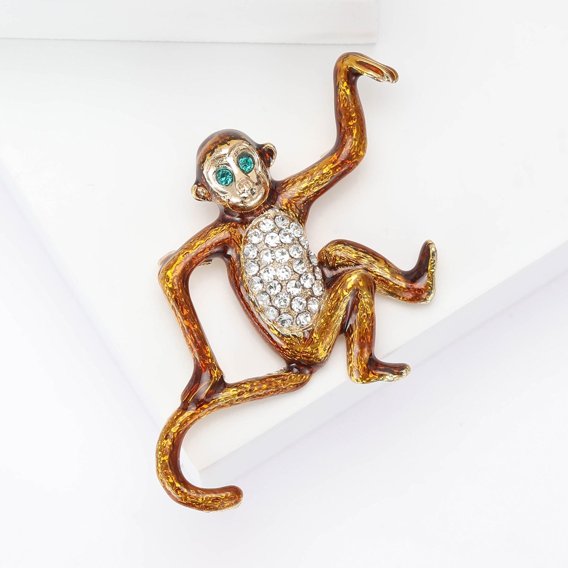 Brooches Classification Casual, Street, Shopping Occasion Alloy Material Monkey Pattern Vintage Style Pin Monkey Alloy Enamel Rhinestones Women's Brooches