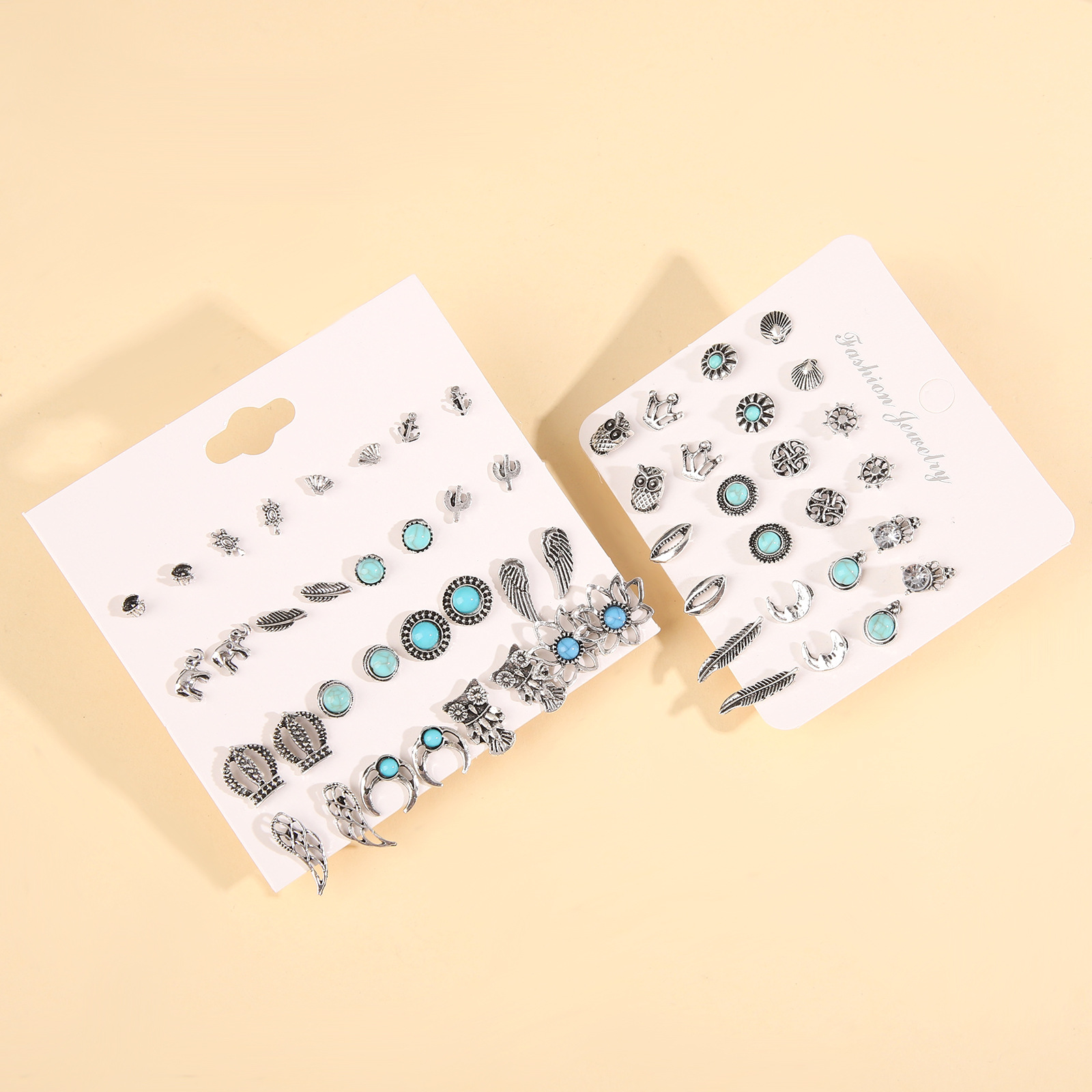 16 Pairs Retro Geometric Alloy Plating Womenu0027S Ear Studs