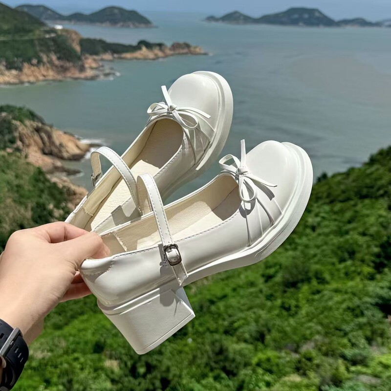 Chunky High-Heeled Bow-Knot Mary Jane Shoes for Women, 2026 Spring New College Style Jk Uniform Thick-Soled Leather Shoes Chunky High-Heeled Bow-Knot Mary Jane Shoes for Women, 2026 Spring New College Style Jk Uniform Thick-Soled Leather Shoes