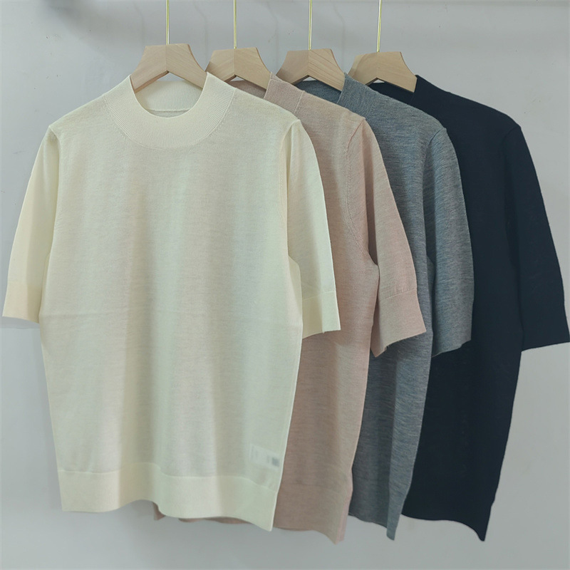 Zhendian J * S high quality 80 pieces 100 worsted cashmere half turtleneck short sleeve thin women's comfortable all-match sweater