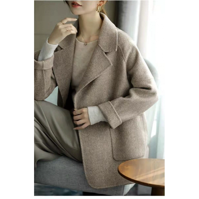 Autumn Fashion Wool Coat: Cozy, Elegant Tailored Outerwear in Coffee or Black, Sizes S-2XL