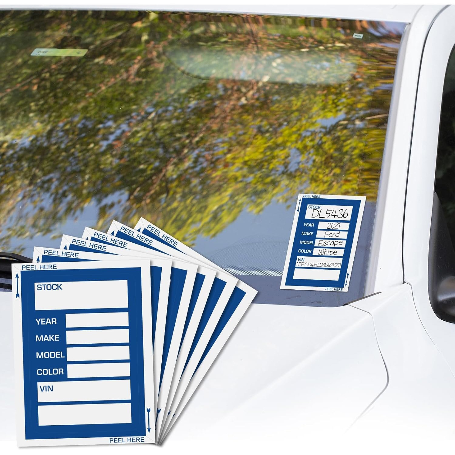 Amazon Auto Dealer Inventario Pegatinas 3x4 pulgadas 100 pegatinas de ventana de seguimiento de inventario de vehículos