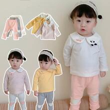女宝宝婴儿春秋装套装2025新款儿童两件套洋气长袖T恤女童长裤