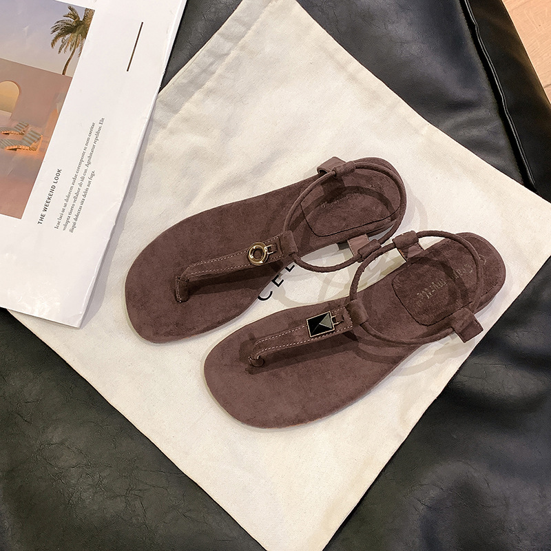 Sandalias planas con correa en T y hebilla dorada con diseño retro de pato mandarín para mujer, estilo veraniego, para ir al trabajo. image 3