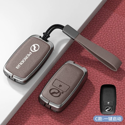 Key Case Protection for Men Car key bag - standard-type-c-mocha-brown-zinc-alloy-shell-hand-strap