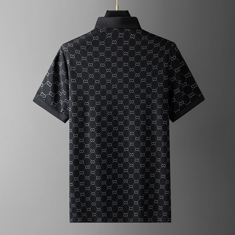 Camisa de Polo de manga corta bordada personalizada para hombre Camiseta de solapa impresa delgada de verano de los hombres de lujo de la estación europea