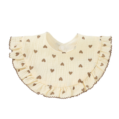Newborn Baby Frilled Bib Cotton Gauze 360-degree bib Baby Accessories