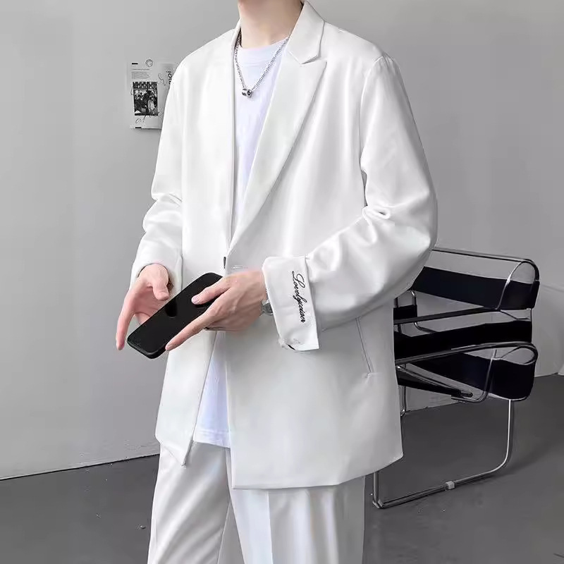 Casual suit men's suit light mature Korean style trendy Yupi handsome small suit embroidered fried Street high-grade coat