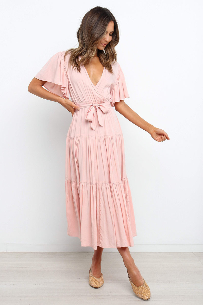 269g Weight Midi Dress Dress Length Type Short Sleeve Sleeve Length Princess Dress Dresses Type Regular Sleeve Sleeve Type Cotton, Polyester Fabric Type Mid Waist Waist Line Holiday, Daily, Selfie Occasion V Neck Neckline Regular Fit Fit Type Solid Color Pattern Summer Season Women's Gender Casual, Elegant, Streetwear Style Wholesale Women's Casual Elegant Streetwear Solid Color Holiday Daily Selfie V Neck Short Sleeve Princess Dress 5