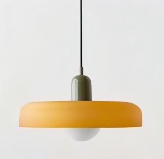 35CM 샹들리에 - 녹색 램프 헤드 + 주황색 갓 - 따뜻한 빛