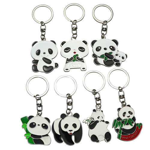 Customized creative panda keychain, customized cute national treasure cartoon panda keychain, travel commemorative pendant