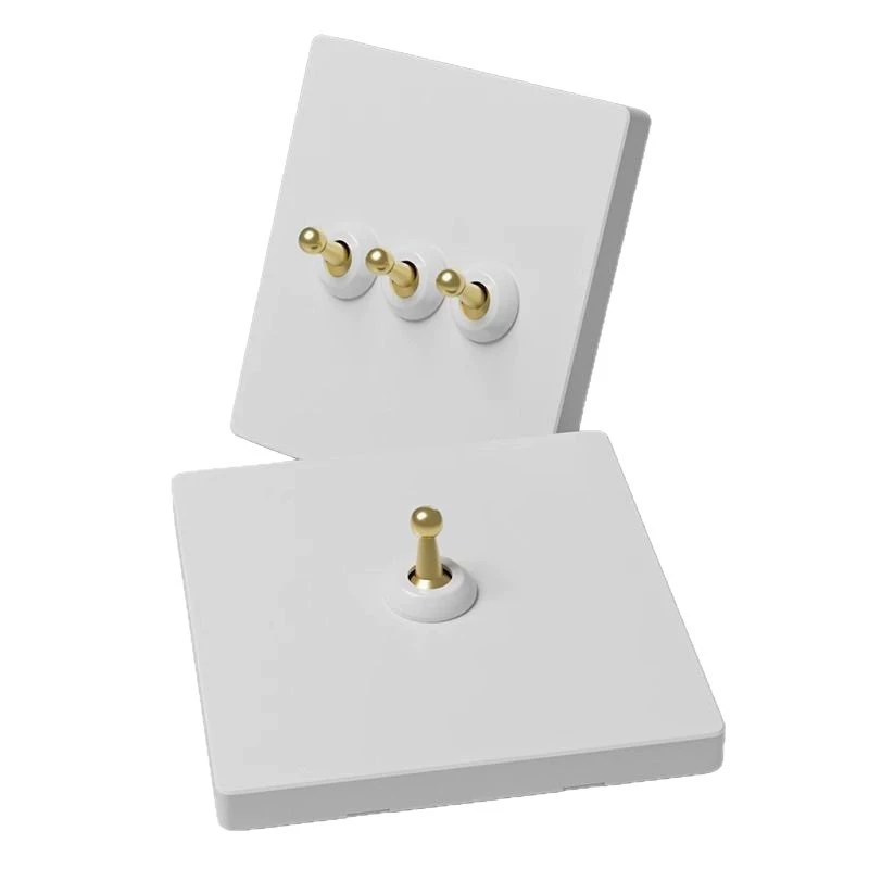 TEP International Electrician Brass Rod Retro White Switch Panel 86 Type Household SIDE 1 Open Three 5 Five Hollow