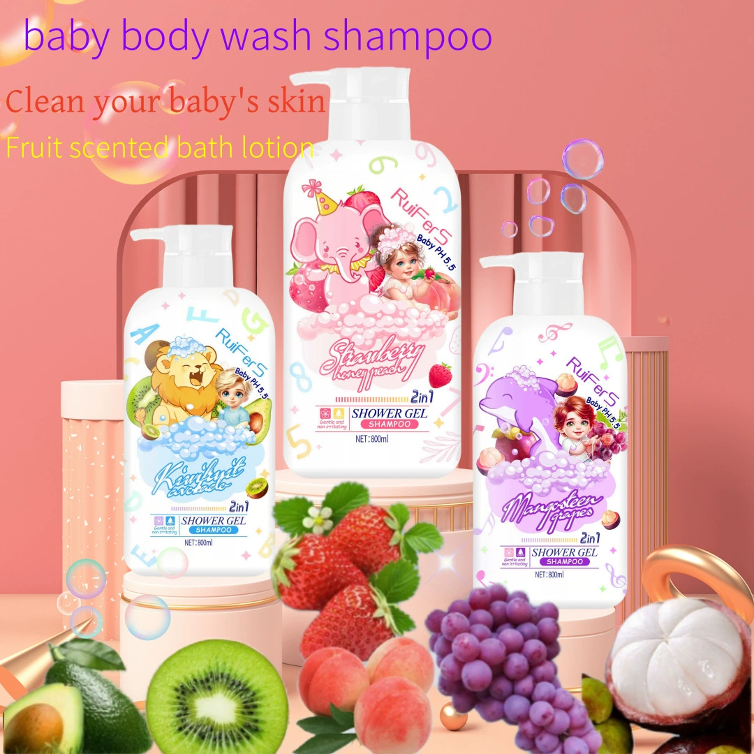 Внешняя торговля, трансграничная полная английская фруктовая детская шампунь и гель для душа «два в одном», детская мягкая формула, 800 мл
