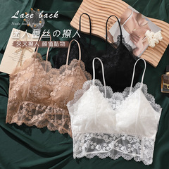 性感蕾絲吊帶美背裹胸帶胸墊鏤空細肩帶抹胸少女防走光百搭內衣女