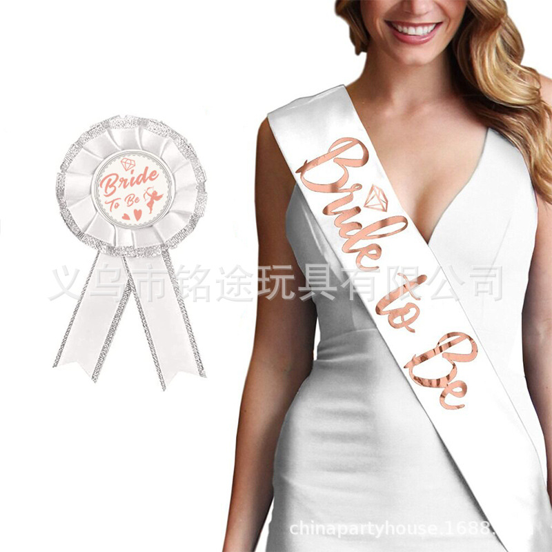 Bachelor Party novia de oro rosa para ser correa de hombro banda ceremonial nupcial de dos piezas corona diadema