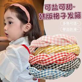 儿童刘海碎发神器发箍女童防滑压发头箍不勒头小女孩甜美格纹发卡