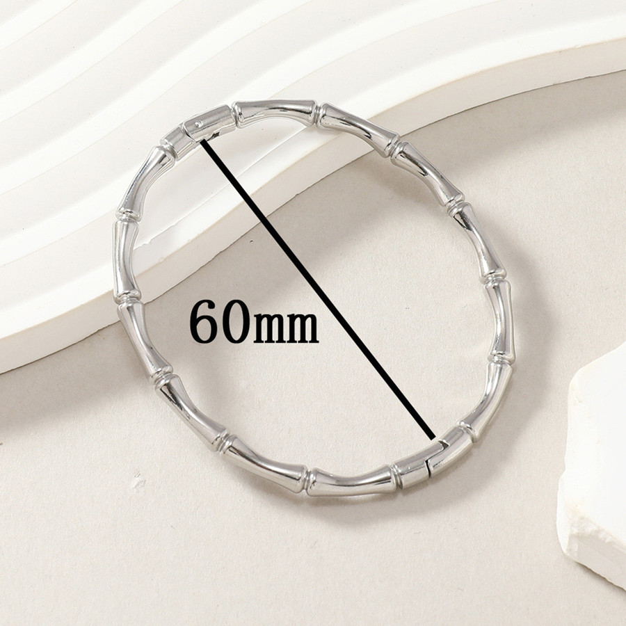 Bamboo Bangle Stainless Steel Simple Oval Metal Bracelet_voghion.com