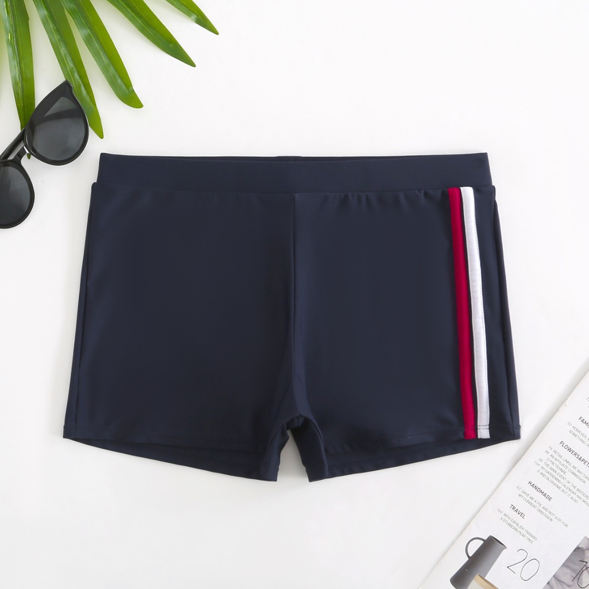 Sneldrogende zwembroek voor heren, plus size, eenvoudig, stijlvol, sportief en voorkomt gênante momenten._voghion.com