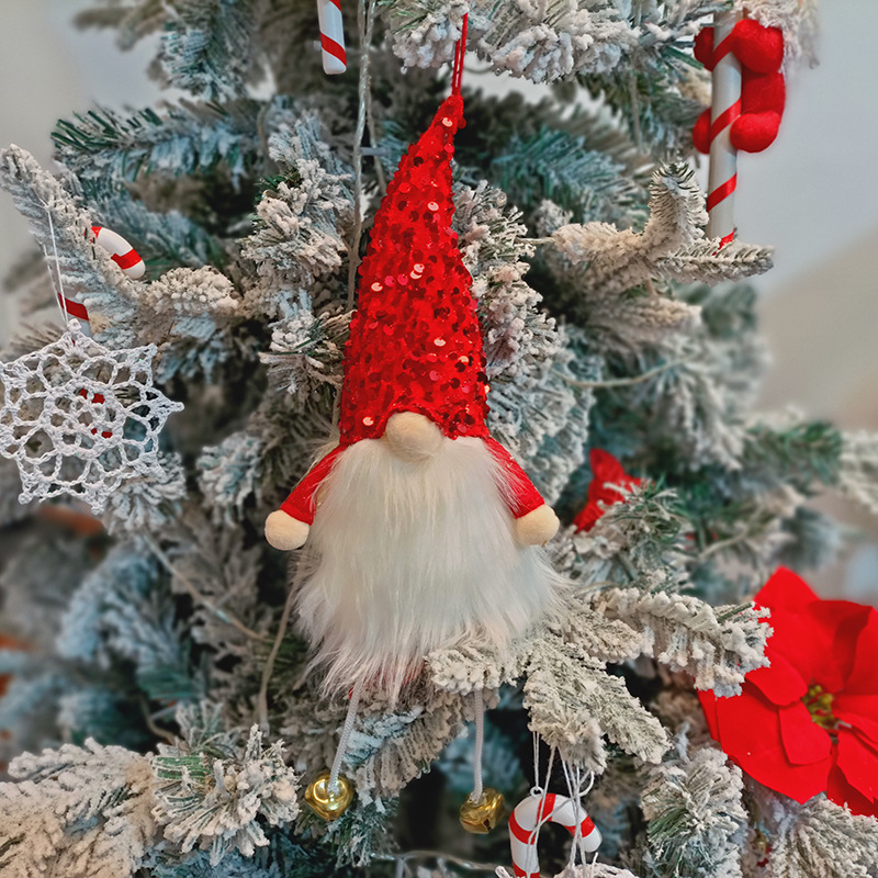 Decoraciones navideñas campana pierna colgante con luces Rudolf muñeca bosque hombre lentejuelas luminosas sin rostro