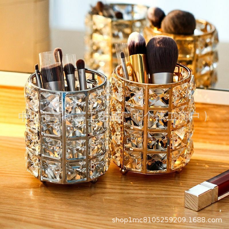 Nordeuing cristal bolígrafo cepillo de uñas maquillaje almacenamiento metal artesanía decoración ornamentos cepillo de maquillaje redondo huevo de oro