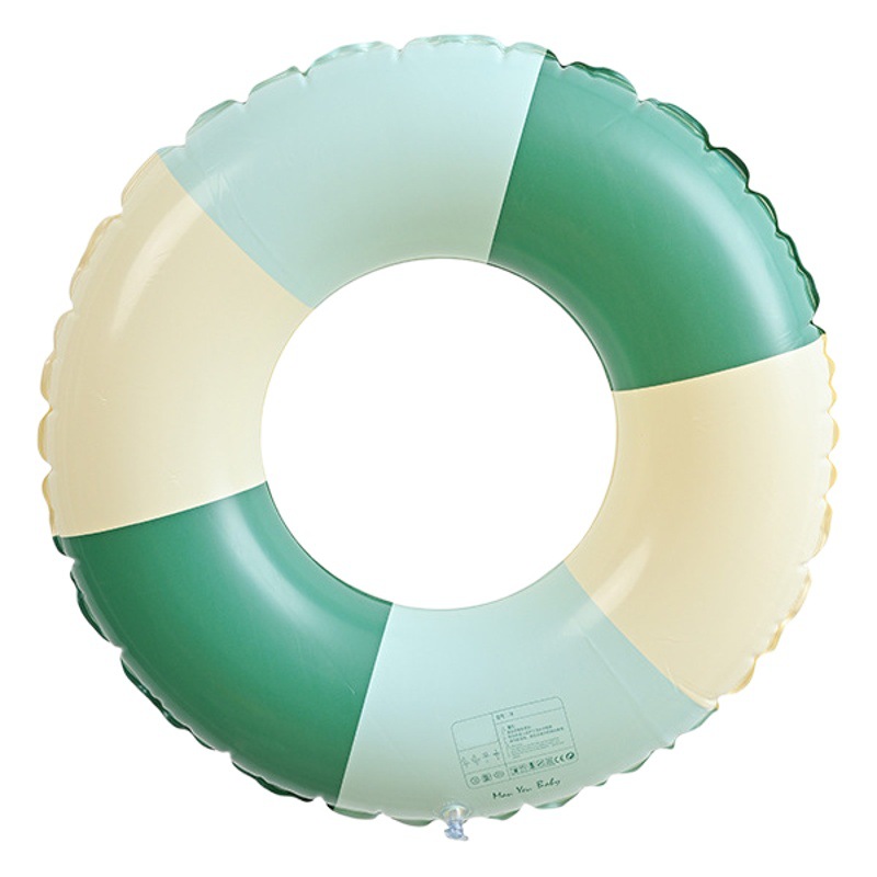 Flotador de Natación para Niños, Diseño Retro Danés a Cuadros, Color Verde Oliva, Inflable, con Soporte para Axilas